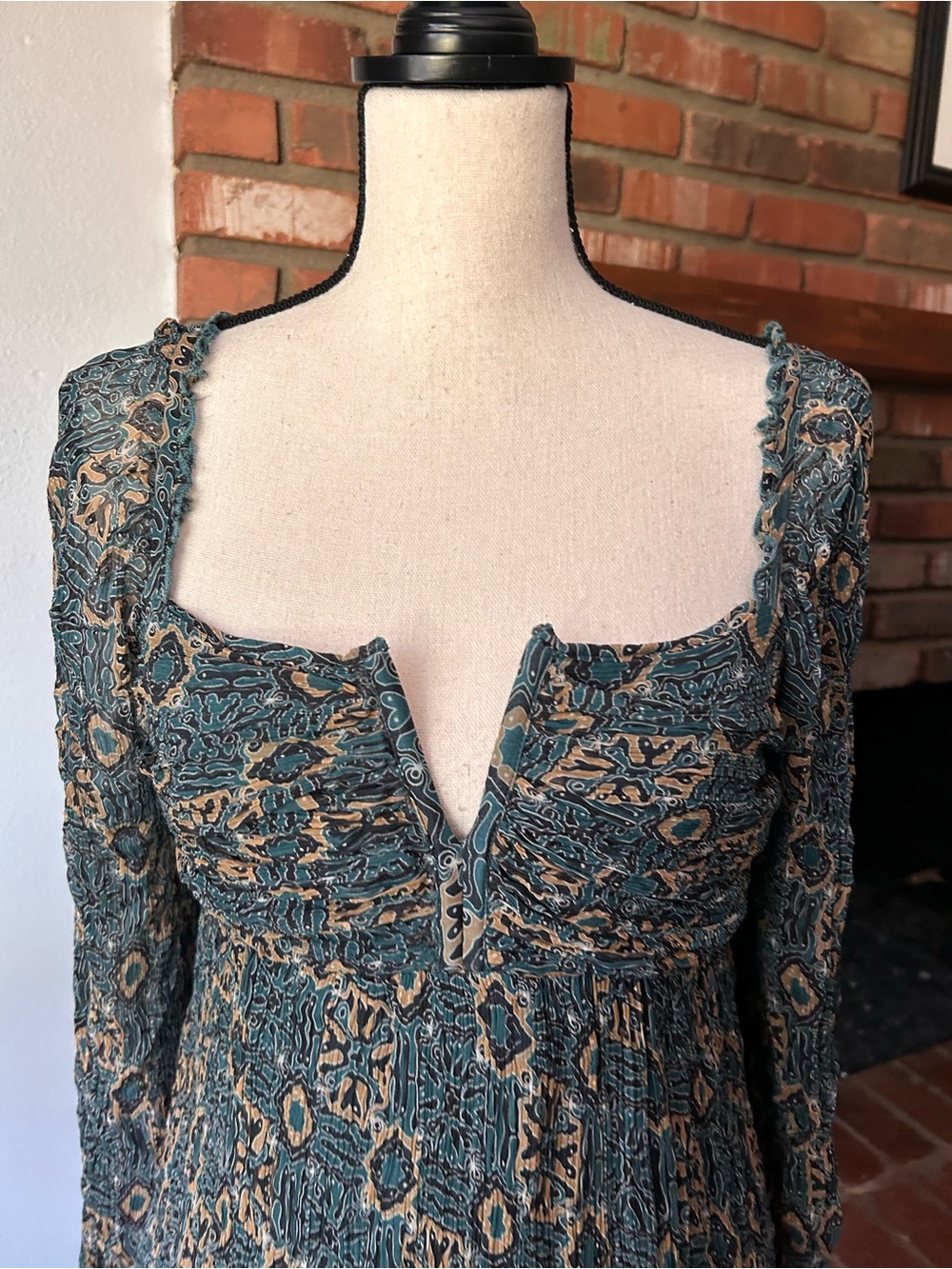 Anthropologie Let Me Be Babydoll Mini Dress in Blue Sz MP PETITE - Picture 4 of 8